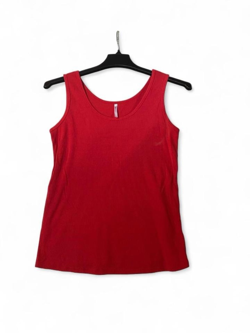 Women's Red Scoop Neck Tank Top - Sleeveless Ribbed Knit
